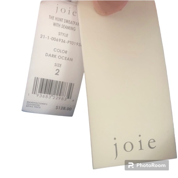 NWT Joie Women’s The Hunt Cotton Sweatpants with Seaming in Dark Ocean size 2 - Picture 10 of 10